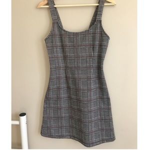 Plaid / houndstooth knit tank dress